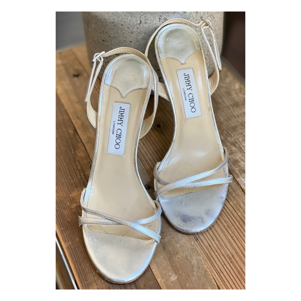 Jimmy Choo • Metallic Strappy Heels • Size 39 - Picture 7 of 8